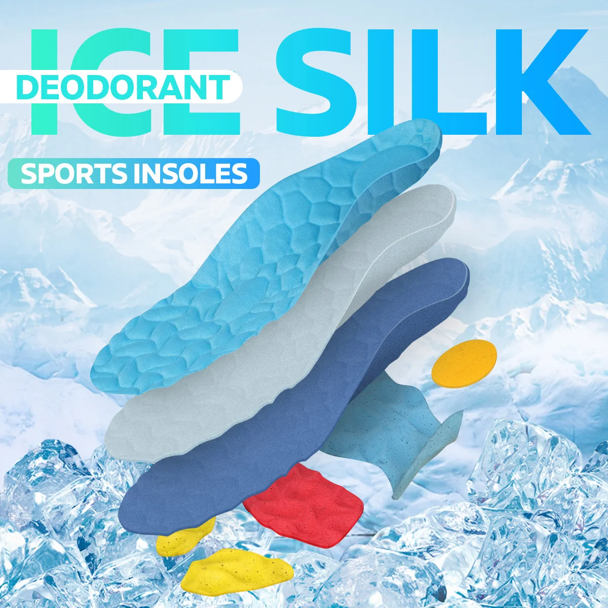 BANGNI Ice Silk Insoles Memory Foam Comfort Shoe Pads Arch Support Plantar Fasciitis Inserts Sports Cushion for Women Men Feet