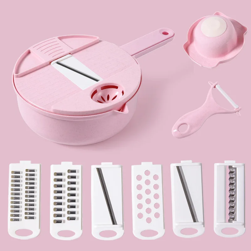 

New Multifunctional Vegetable Slicer Kitchen Tools Vegetables Chopper Shredder Grater with Drain Basket Vegetable Cutter SCI88