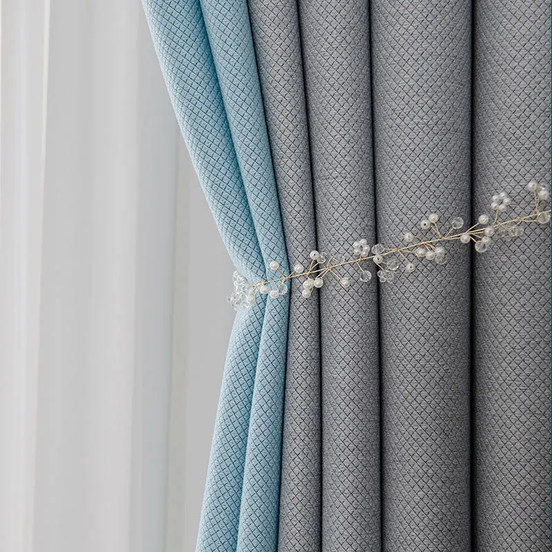 

Ruibei Ni Simple Spell Color with Lozenge Pattern Fishnet Custom Home Cloth Curtain Curtains for Living Dining Room Bedroom