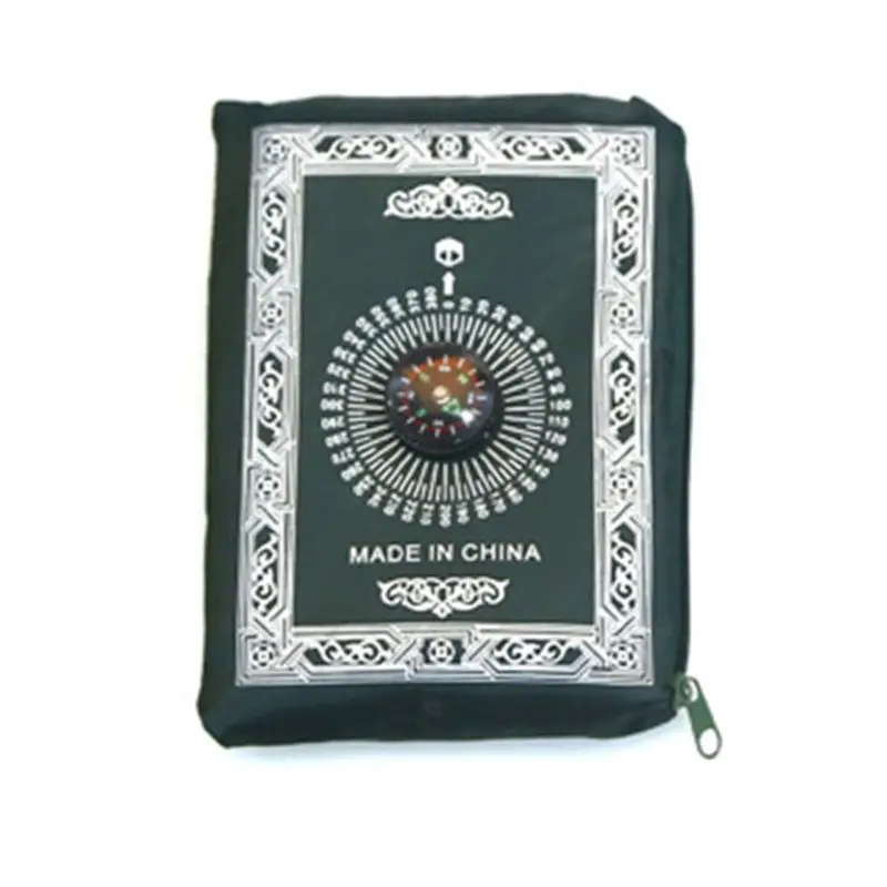 Portable Waterproof Muslim Prayer Mat Rug With Compass Vintage Pattern Islamic Eid Decoration Gift Pocket Sized Bag Zipper Style | Дом и сад