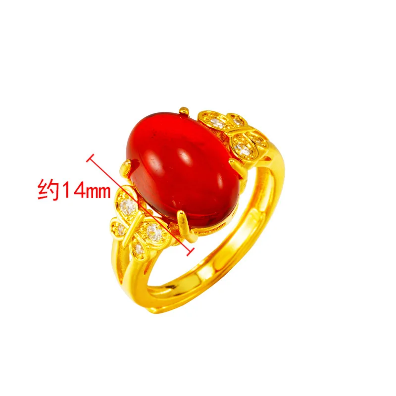 

OMHXFC Wholesale RI301 European Fashion Fine Woman Girl Party Birthday Wedding Gift Oval Buttefly AAA Zircon 24KT Gold Open Ring