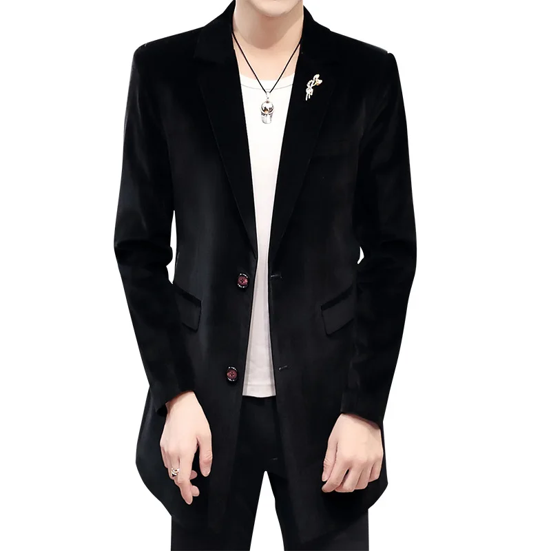 

HOHO 2020 Men Autumn Clothing Mid-length Corduroy Suit Youth Handsome Corduroy Casual Suit