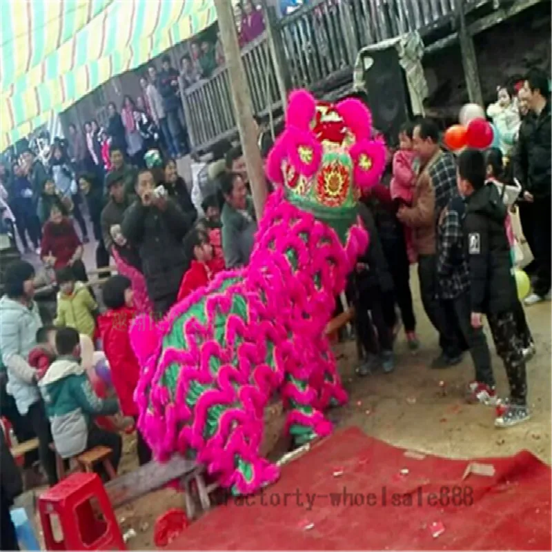 Костюм талисмана для танцев со львом шерсть Южная розовый Лев Китайская народная