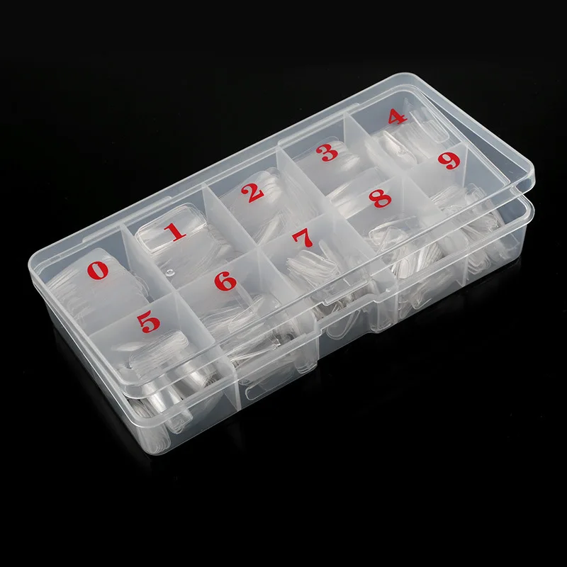 500 шт./Коробка Искусственные ногти-накладки Full Cover Nails Цветные балетки Акриловые прозрачные капсулы Французский маникюр Ложные ногти.