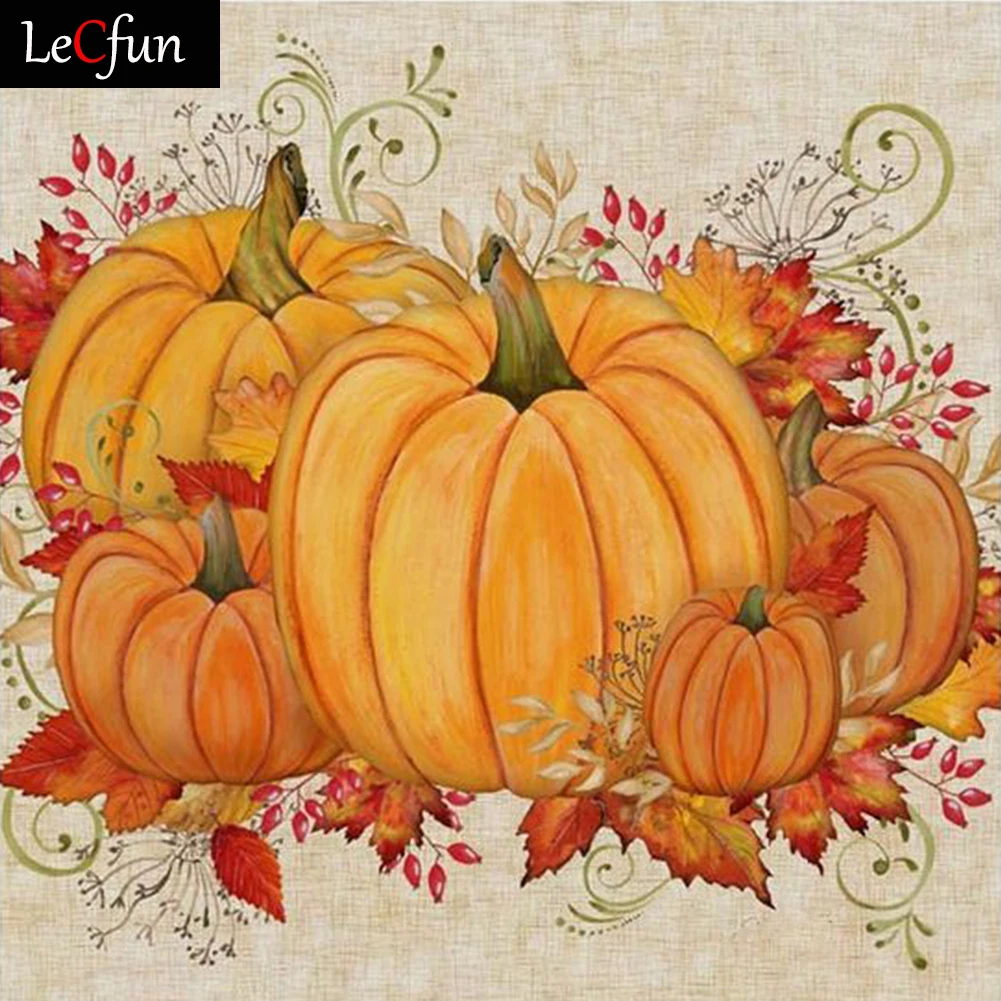 

LeCfun DIY Pumpkins Harvest Diamond Painting Kits Full Round Squar Drill Cross Stitch Embroidery Art Home Decor Thanksgivin Gift