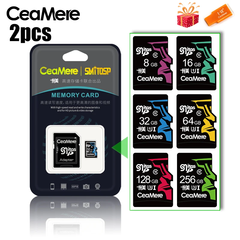 CeaMere слот для карт памяти 256 ГБ 128 Гб 64 U3 UHS 3 32 карта Class10 1 флеш Micro TF/карты SD