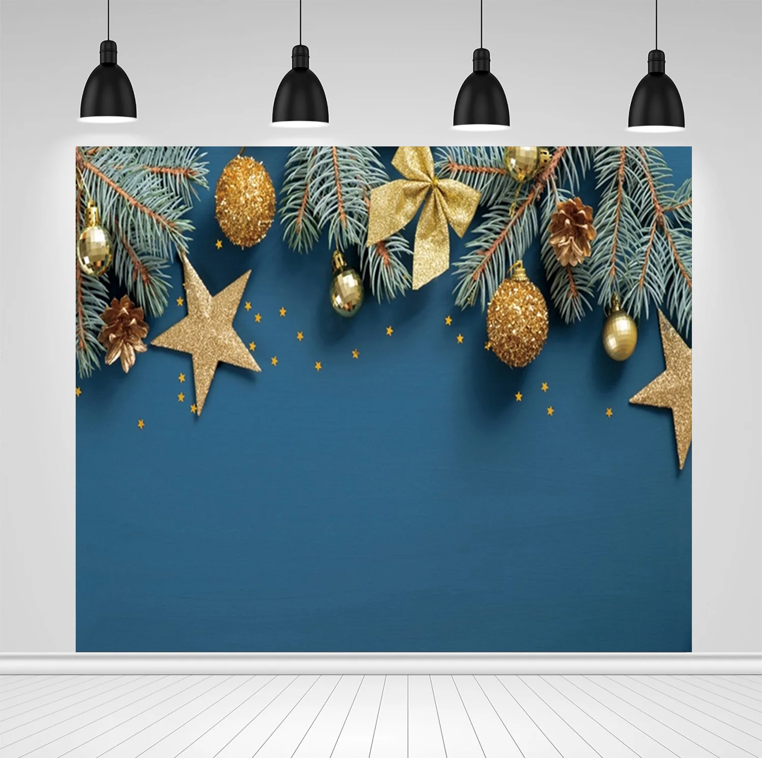 Pano de Fundo do Bebê Backdrops para Photo Scopiso Natal Dourado Estrela Ramos Bola Fotografia Studio Vinil Photophone