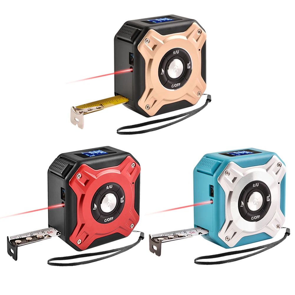 

5m Laser Tape Measure Aluminium Alloy Shell Inch Ruler Meter 40m Range Finder Woodworking Gadget Depth Measurement