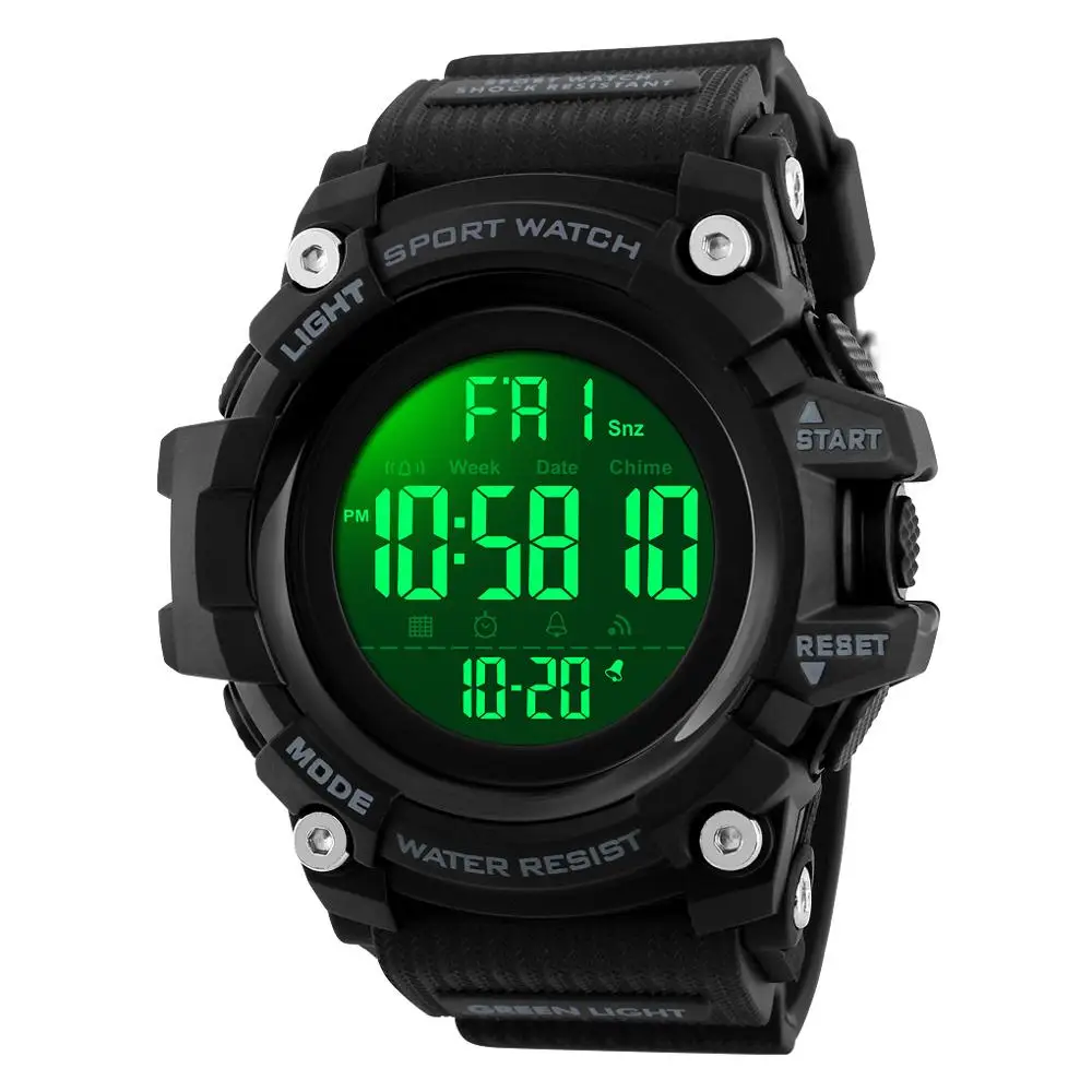 Black Watch SKMEI Смарт спортивные часы мужские Bluetooth многофункциональные фитнес часы 5 бар водонепроницаемые цифровые часы светодиодный часы reloj hombre 1227 - Color: Black Watch