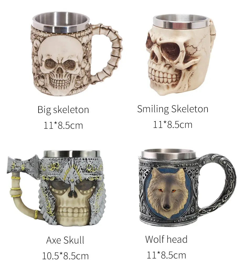 Omife Creative Skull Mug Game Of Thrones 3D Beer Cups Viking Anime Wine Tumbler Cartoon Coffee Cup Halloween Mugs Gift Drinkware