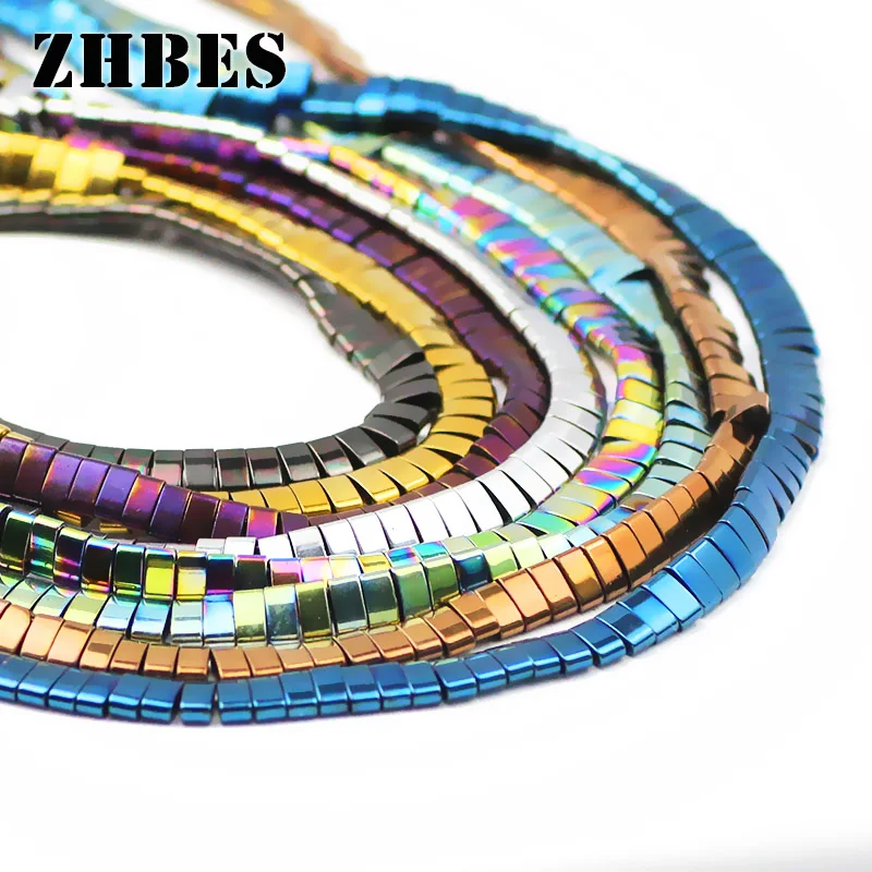 Натуральный синий зеленый золотой цвет плоские прямоугольные гематитовые