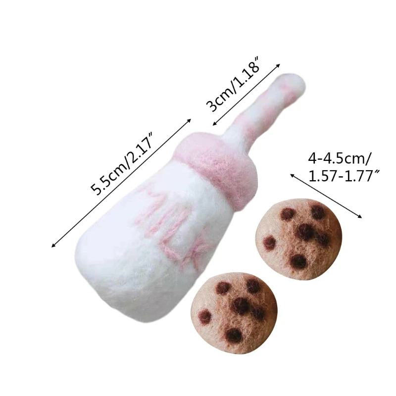 

DIY Baby Wool Felt Milk Bottle+Cookies Decorations Newborn Photography Props Infant Photo Shooting Accessories Home Party GXMB