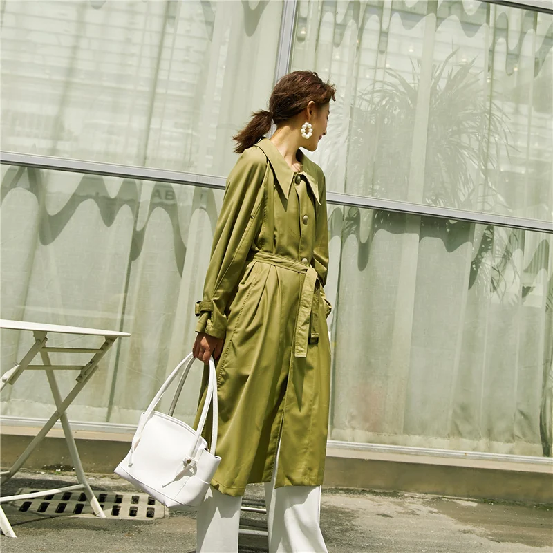 LANMREM/Новинка 2019 года сезон осень-зима модная однотонная свободная Зеленая