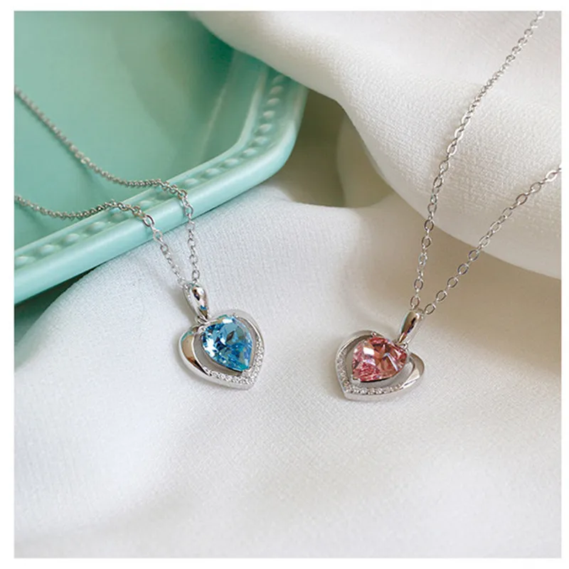 Ожерелье с подвеской в виде сердца из настоящего серебра 925 пробы шейные цепи