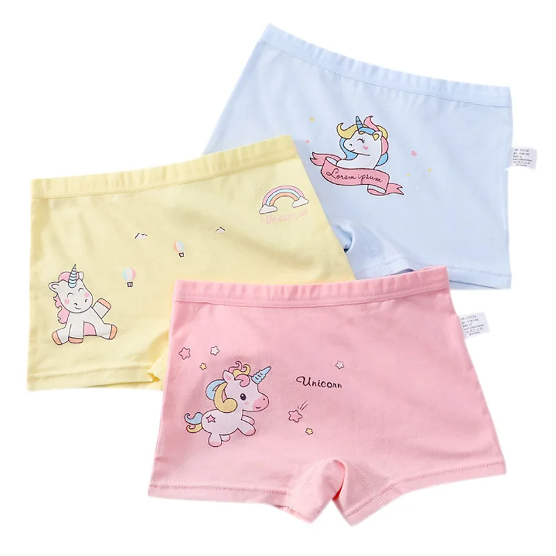 

3Pcs Lot 2 To 12 Years Lovely Unicorn Design Shorts Baby Girls Panties Kids Underwear Children's Briefs Teenage Underpants 01100