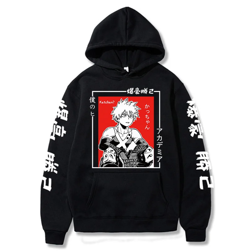 

Новинка, толстовка с капюшоном из аниме «Моя геройская Академия» Bakugou Katsuki для мужчин и женщин, повседневный свитшот для студентов, уличная о...