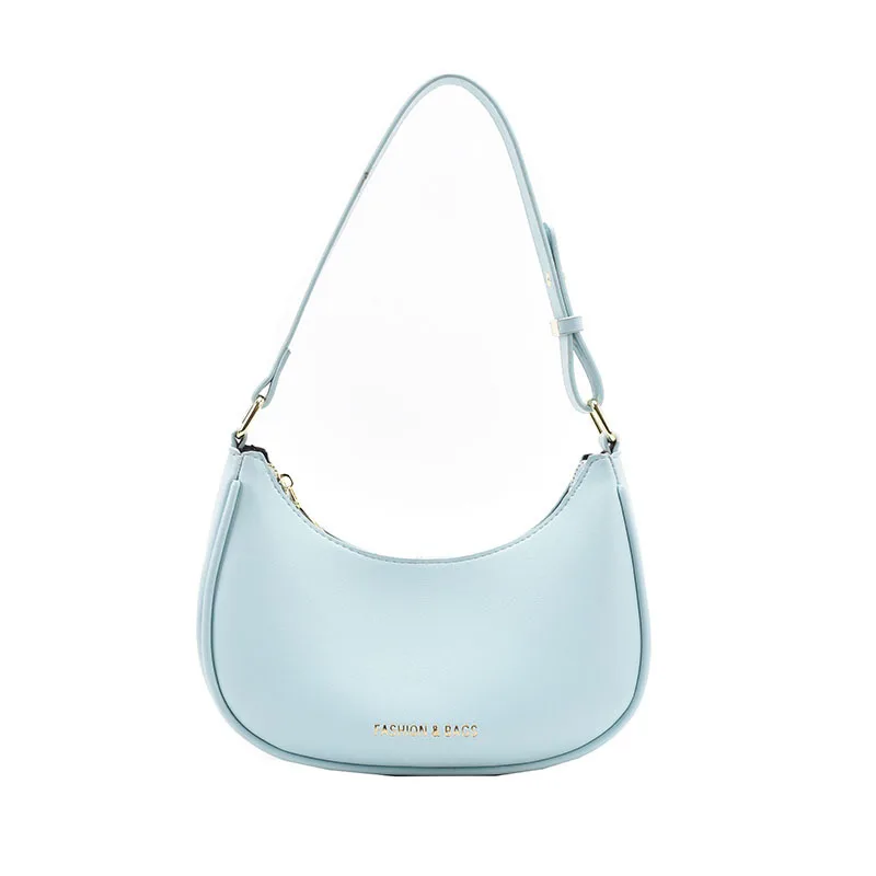 

2021 new European and American retro armpit handbag medieval leather pu shoulder bag fashion semicircle bag