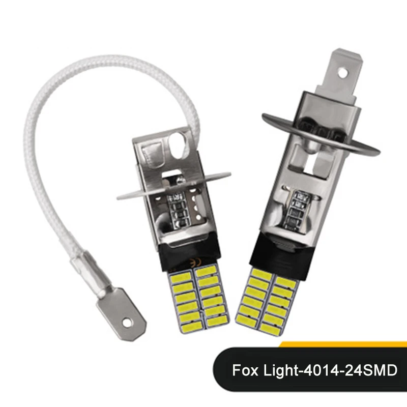 2 шт. H1/H3 24 SMD 4014 Canbus без ошибок автомобиля светодиодный белые лампы Туман стоп