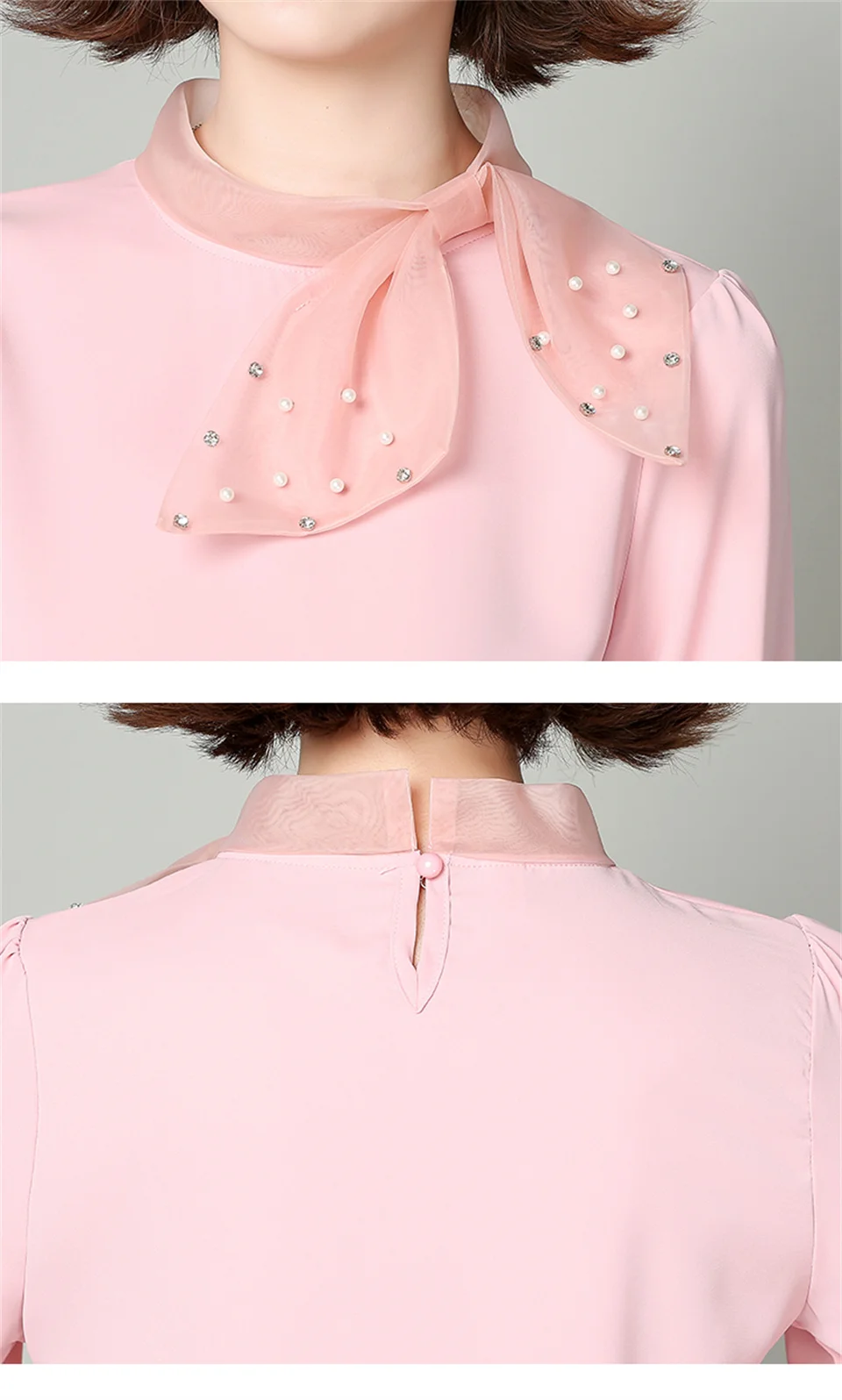 

Spring Korea Bow Beading Chiffon Women Blouse Summer Slim Autumn Long Sleeve Blouses Ladies Shirt Tops Female Blusas Camisa