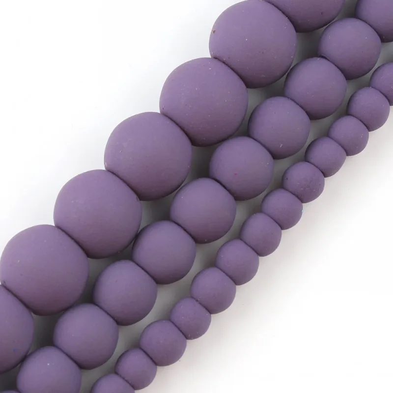 Натуральные матовые бусы из камня темно фиолетовый каучук гематит Круглые