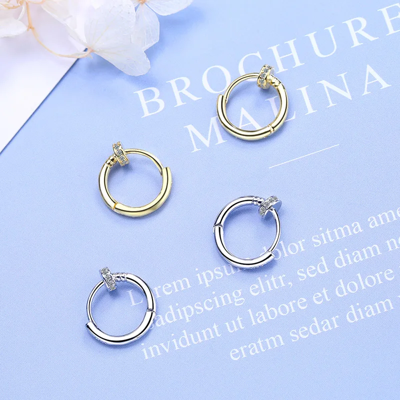 

Classic Small Round Inlay AAA Zircon Hoop Earrings for Women Kpop Simple 925 Sterling Silver Geometric Earring Fashion Jewelry