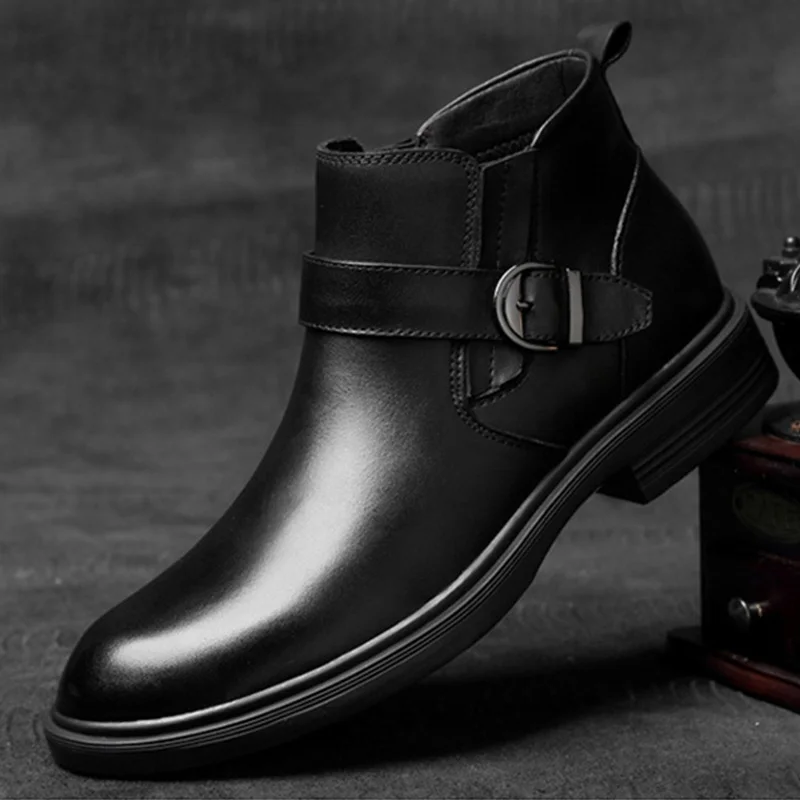 

New Autumn Winter Shoes Men Boots Genuine Leather Shoes Warm Plush for Cold Winter Men Ankle Boots Cow Leather Footwear