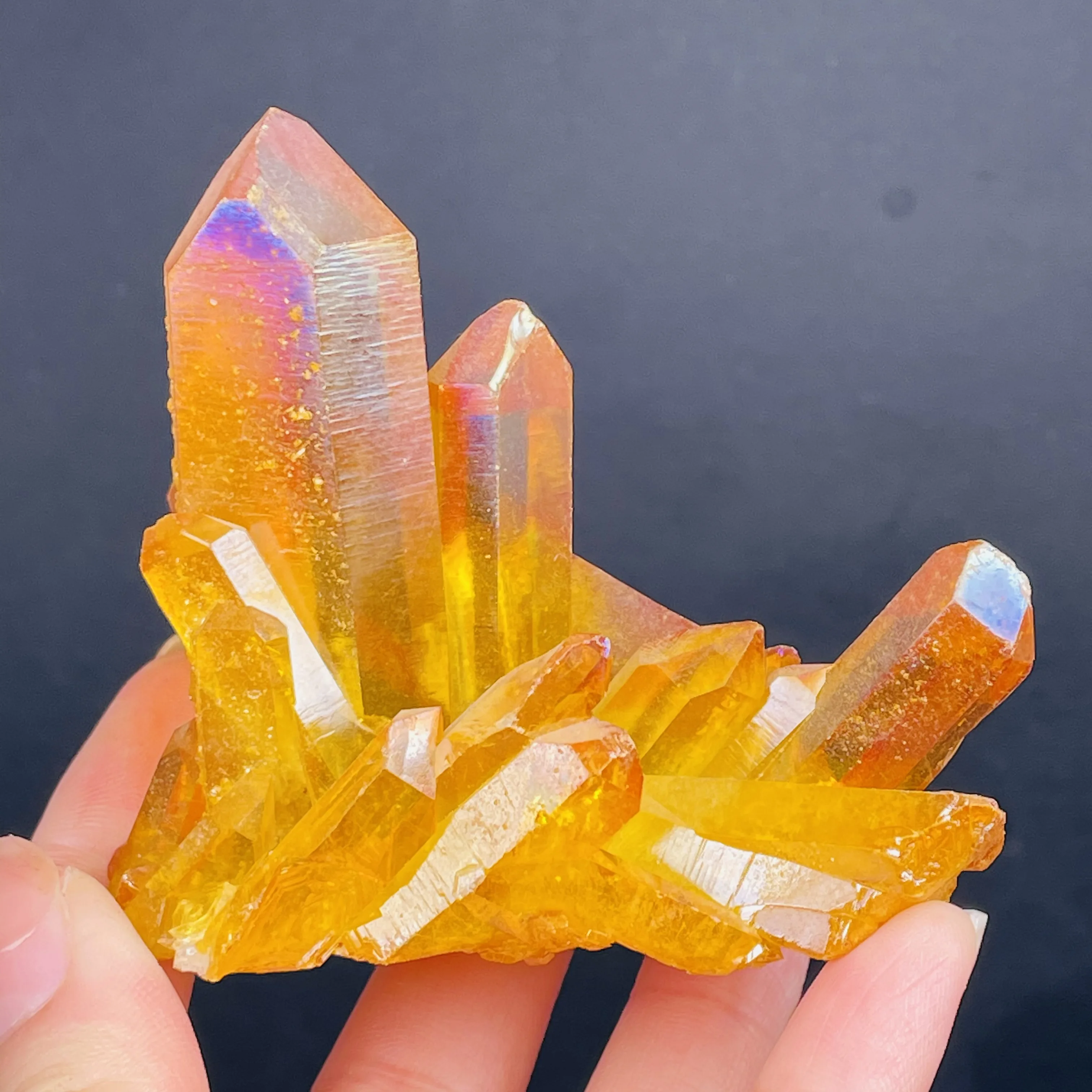 

Beautiful Aura Crystal Cluster Angel Aura Titanium Quartz Crystal Stunning Rainbow Specimen Minerals Reiki Healing Chakra Home