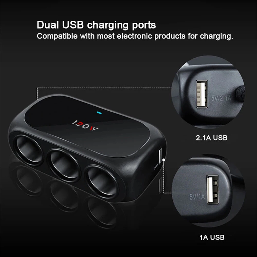 Разветвитель для смартфона 2 USB-порта 3 канала 1 А 12-24 В | Автомобили и мотоциклы