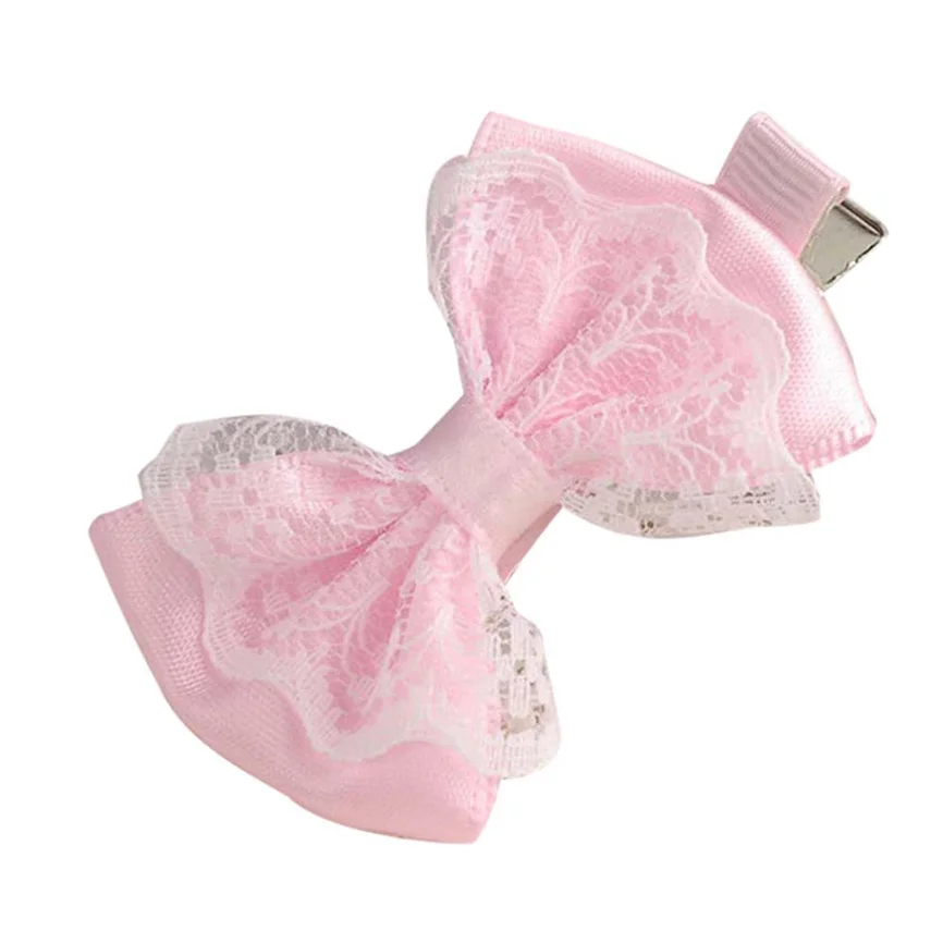 Детские заколки для волос милые кружевные с бантом маленьких девочек модные