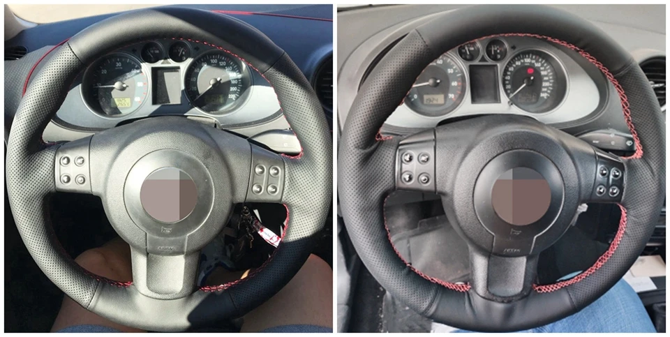Черный чехол на руль из натуральной кожи ручной работы для сиденья Ibiza 6L leon 2007 2008
