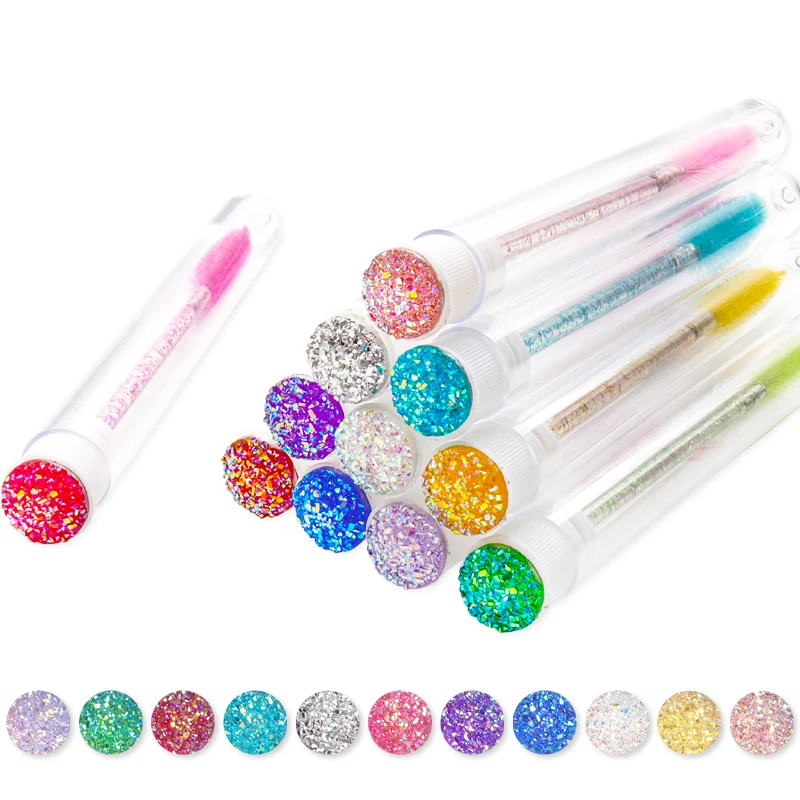 

Diamond Eyebrow Brush Tube Disposable Eyelash Brushes Reusable Crystal Eyelash Tool Replaceable dust-proof Sparkling Bling Brush