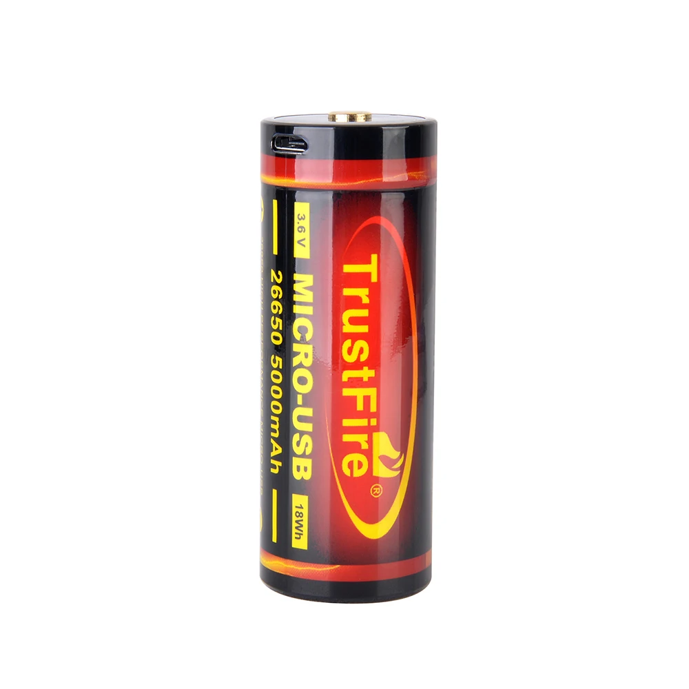 100% Оригинальный TrustFire Высокая емкость USB 26650 3 7 в 5000 мАч перезаряжаемая литиевая