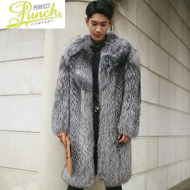 

Winter Jacket Long Men's Real Men Natural Fox Fur Coats and Jackets Luxury Coat Warm Outerwear 2021 17158