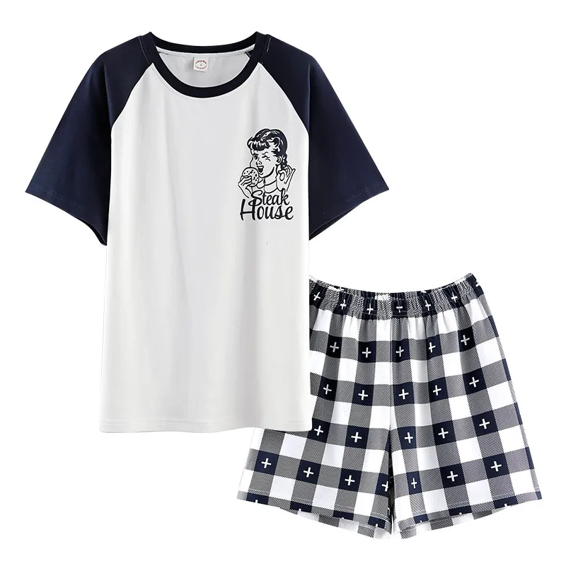 

New Women Summer Pajamas Casual Homewears 2 Pieces Top + Shorts Pajamas Set Sweet Cotton Female Women Sleepwears New