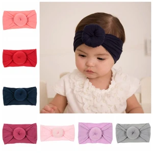 Модная 1 шт. круглая повязка на голову с бантом для маленьких девочек, эластичная широкая нейлоновая повязка на голову, Детские аксессуары для волос, подарки на день рождения
