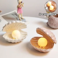 moonlux 1pcs creative ceramic shell night light desktop decorative fairy pearl lamp girl light