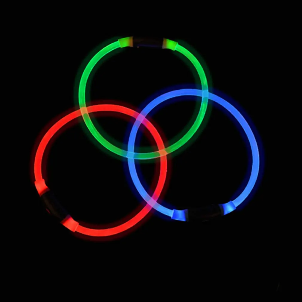 Nylon LED Pet Dog Collar Night Safety Flashing Glow In the Dark Dogs Leash Neck Band Luminous Fluorescent Collars | Дом и сад