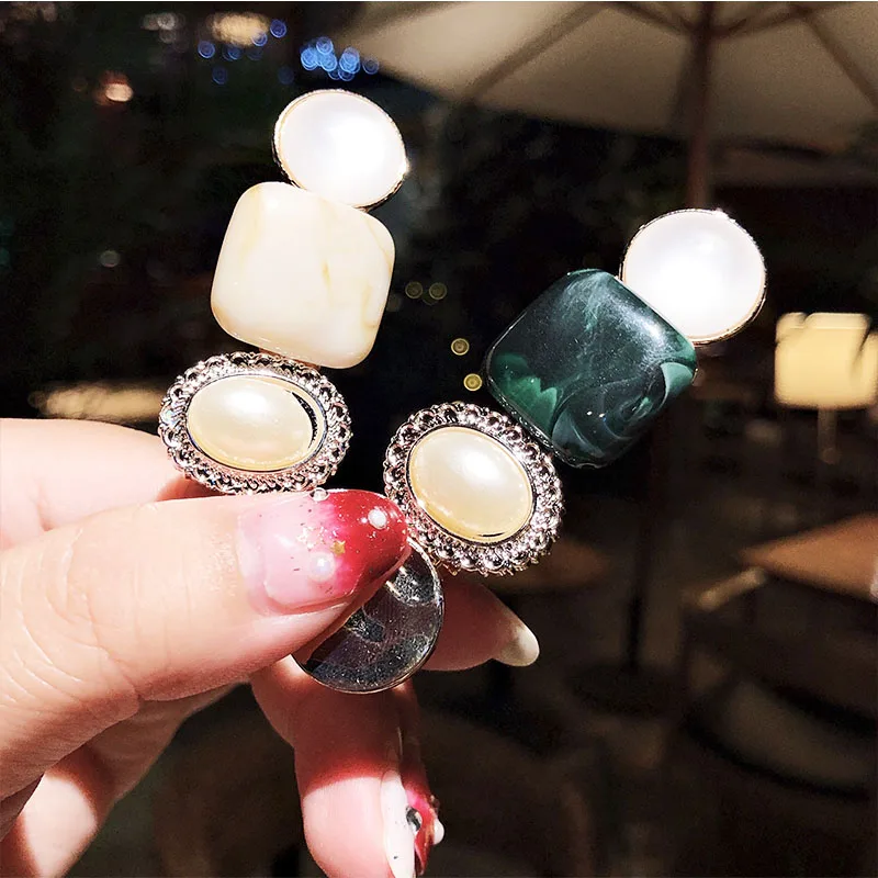 2 шт./компл. новые элегантные жемчужные акриловые геометрические заколки для