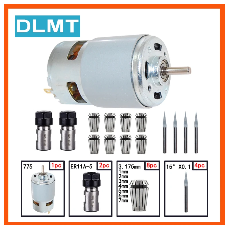 775 двигатель постоянного тока 12 В с патронным шпинделем C16 ER11A 5 мм Цанга шпинделя