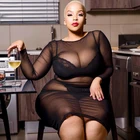 Comeondear сексуальное нижнее белье с длинным рукавом эротические костюмы XXXL 5XL черное сексуальное прозрачное нижнее белье