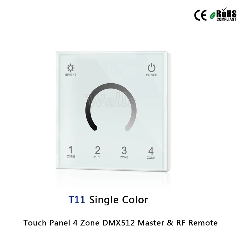 T11/T12/T13/T14 Сенсорная панель 4 зоны RGB DMX512 Master & RF пульт дистанционного управления