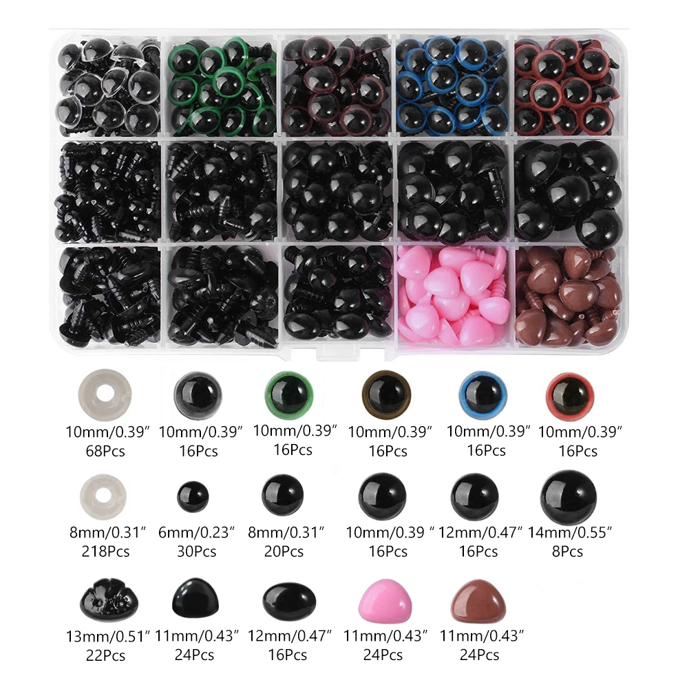 

750pcs Mixed color Eyes Plastic Nose Animal Crafts Noses For Teddy Bear Making Soft Toys Doll DIY Accessorie Craft Safety Eyes