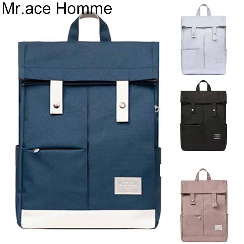 Цветной большой рюкзак для ноутбука 15 дюймов Женский Синий Школьный Мужская