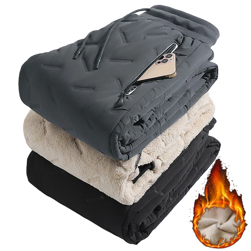 

Зимние повседневные штаны из овечьей шерсти, мужские джоггеры, хлопковые теплые мужские водонепроницаемые термобрюки большого размера 7XL