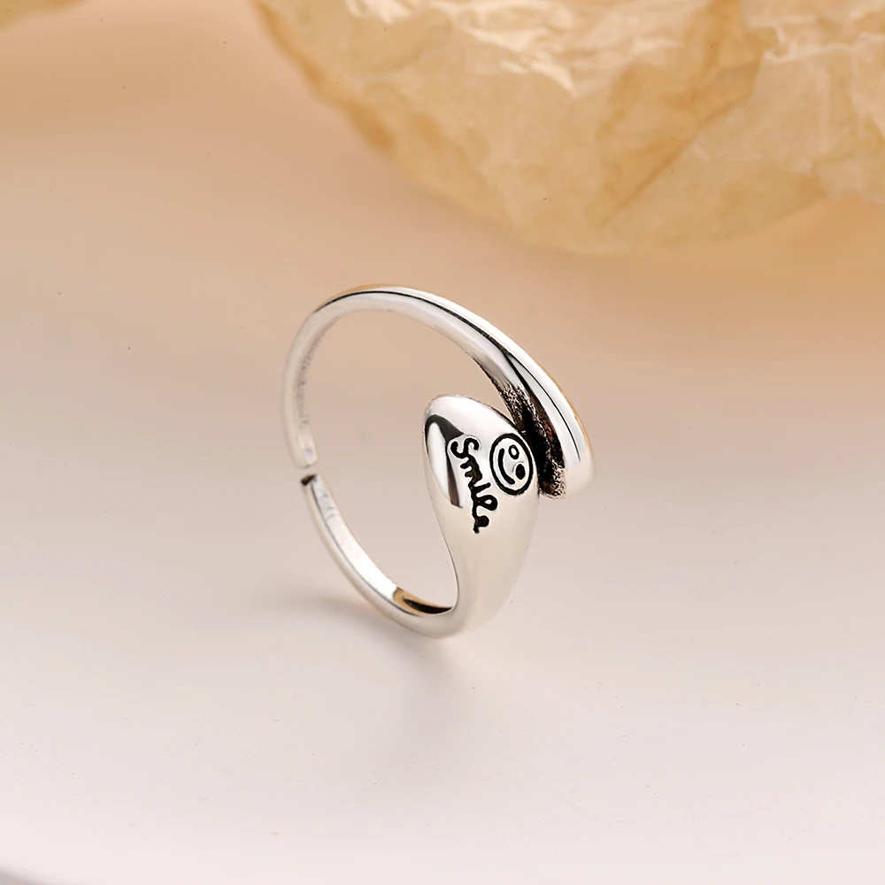 Кольцо с улыбкой из серебра S925 пробы винтажное ювелирное изделие многослойным