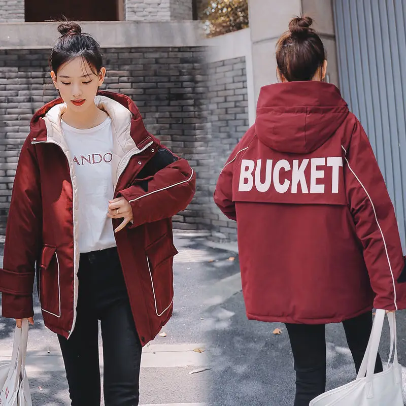 Women's coat casual down jacket winter short section women's down jacket new cotton and linen ladies Korean loose jacket