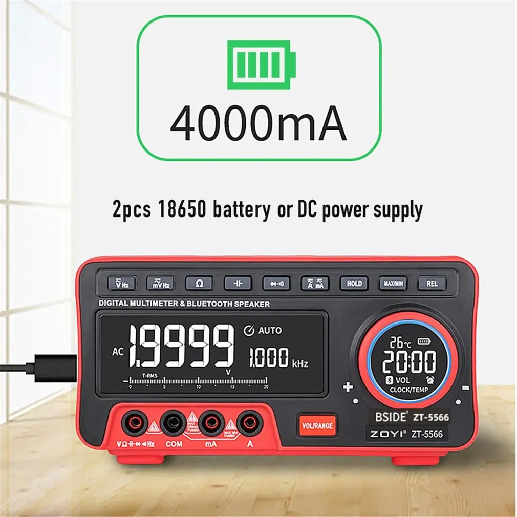 ZT-5566 19999 отсчетов T-RMS Настольный цифровой мультиметр и BT динамик AC/DC измеритель