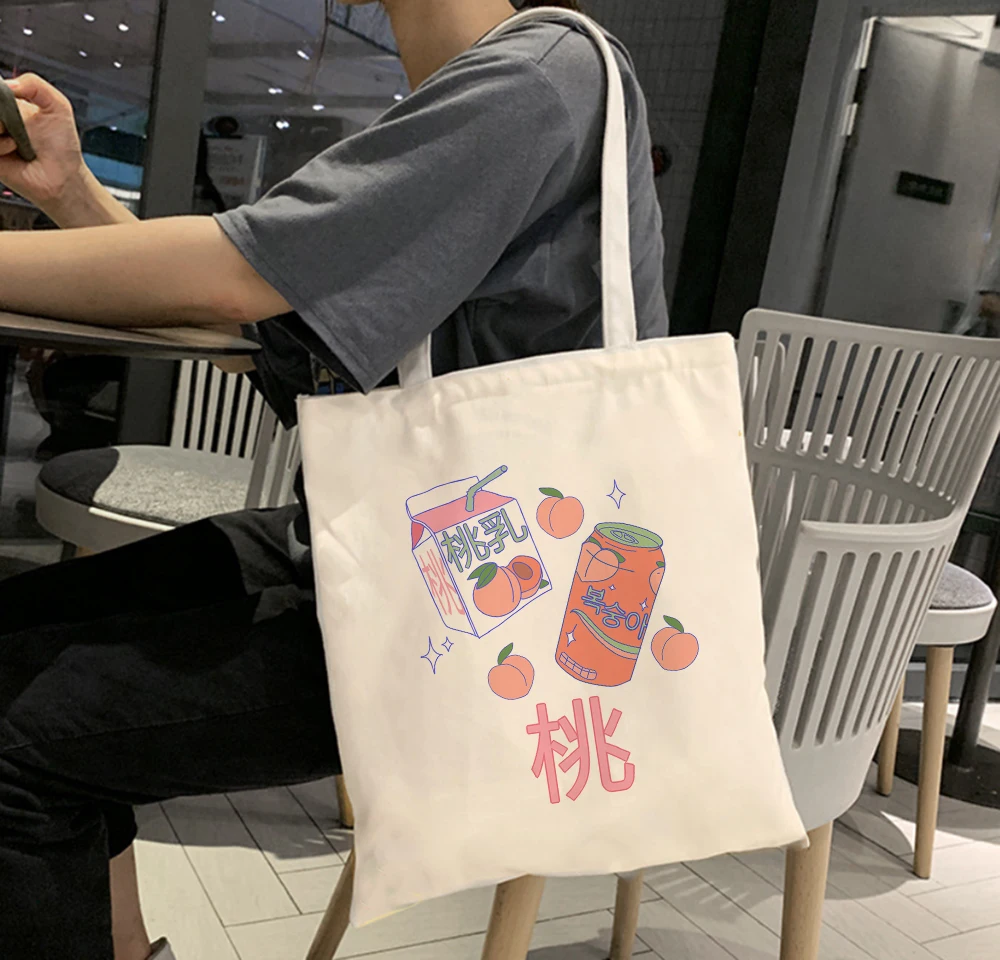 

Student Canvas Tote Bag Reusable Shopping Bag Eco Cloth Bag Shopper Bookbag Foldable Fashion Women Shoulder Bag Travel Bags Gift