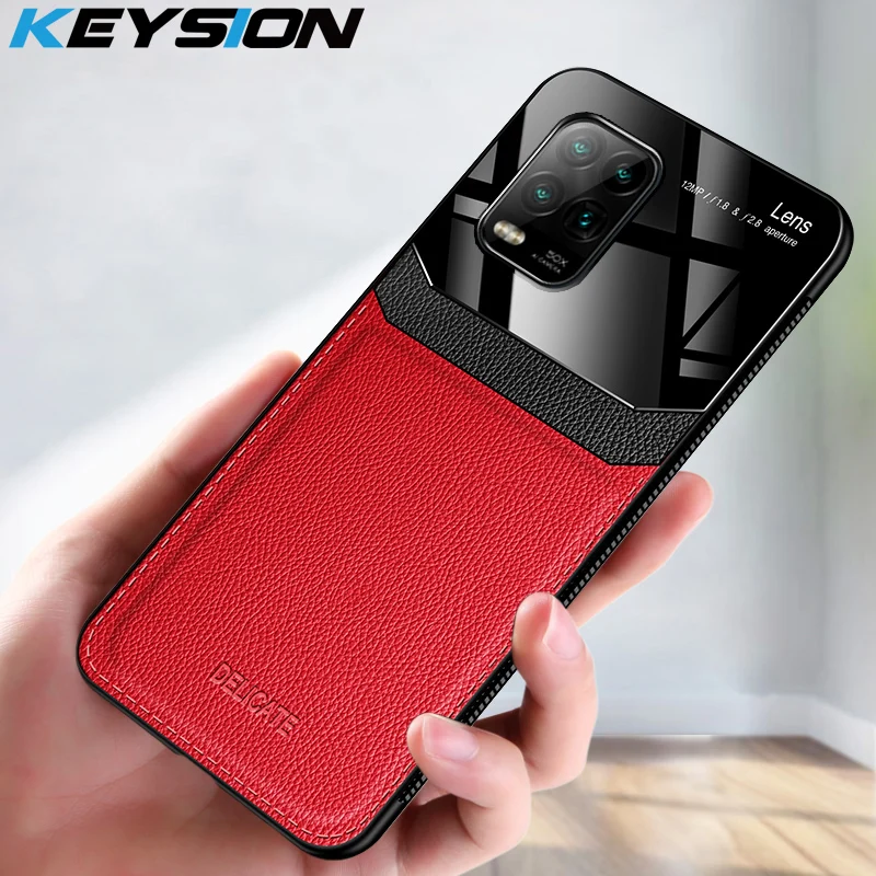 Ударопрочный чехол KEYSION для Xiaomi Mi 10 Lite Youth Pro 5G кожаный стеклянный накладка Note