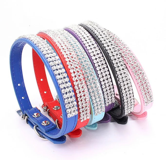 

Bling Rhinestone Dog Cat Collars Leather Pet Puppy Kitten Collar Walk Leash Lead For Small Medium Dogs Cats Chihuahua Pug Yorkie